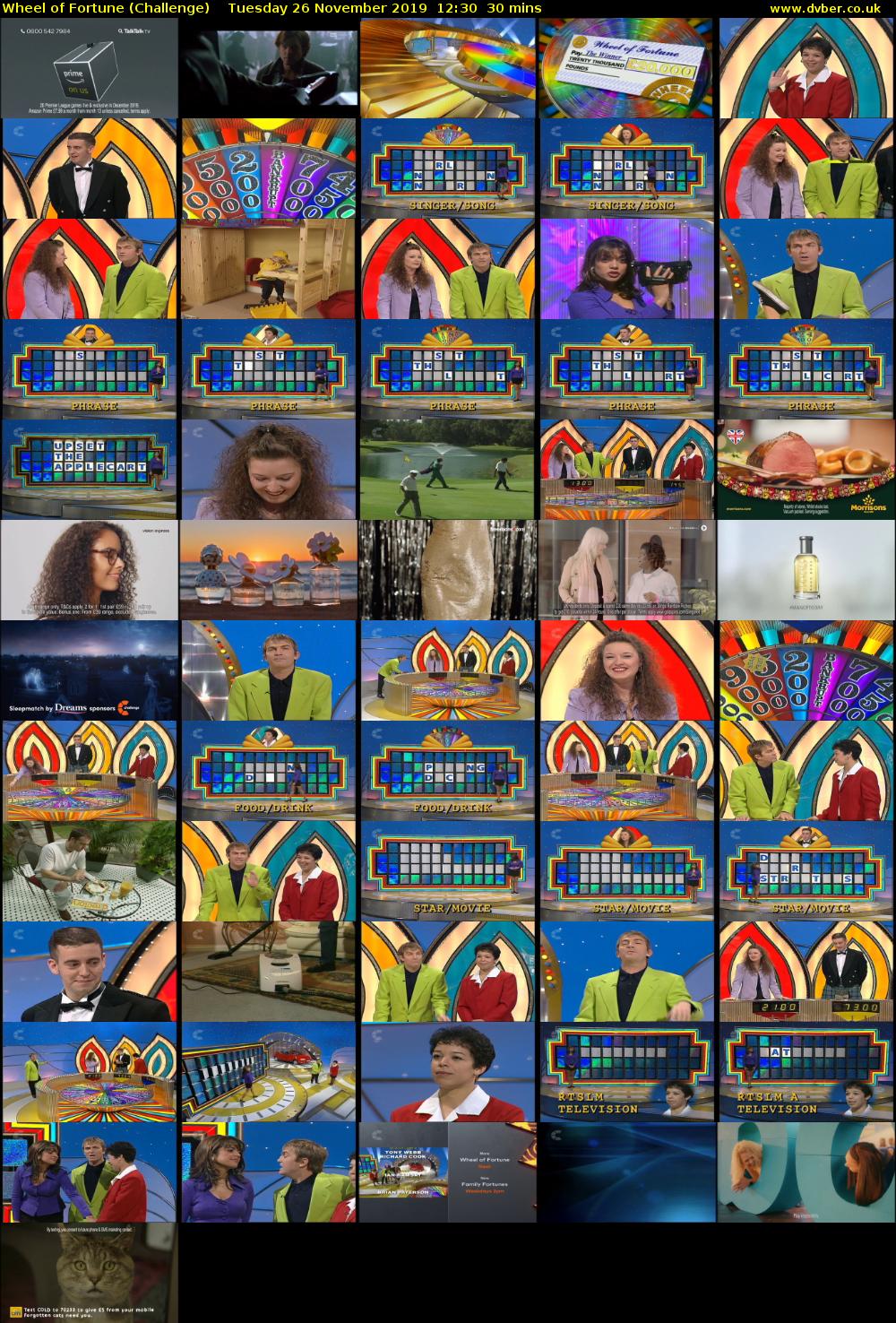 Wheel of Fortune (Challenge) Tuesday 26 November 2019 12:30 - 13:00