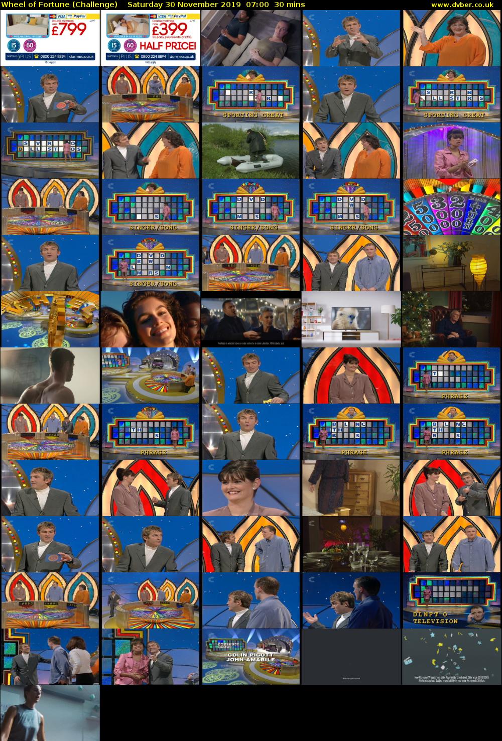Wheel of Fortune (Challenge) Saturday 30 November 2019 07:00 - 07:30