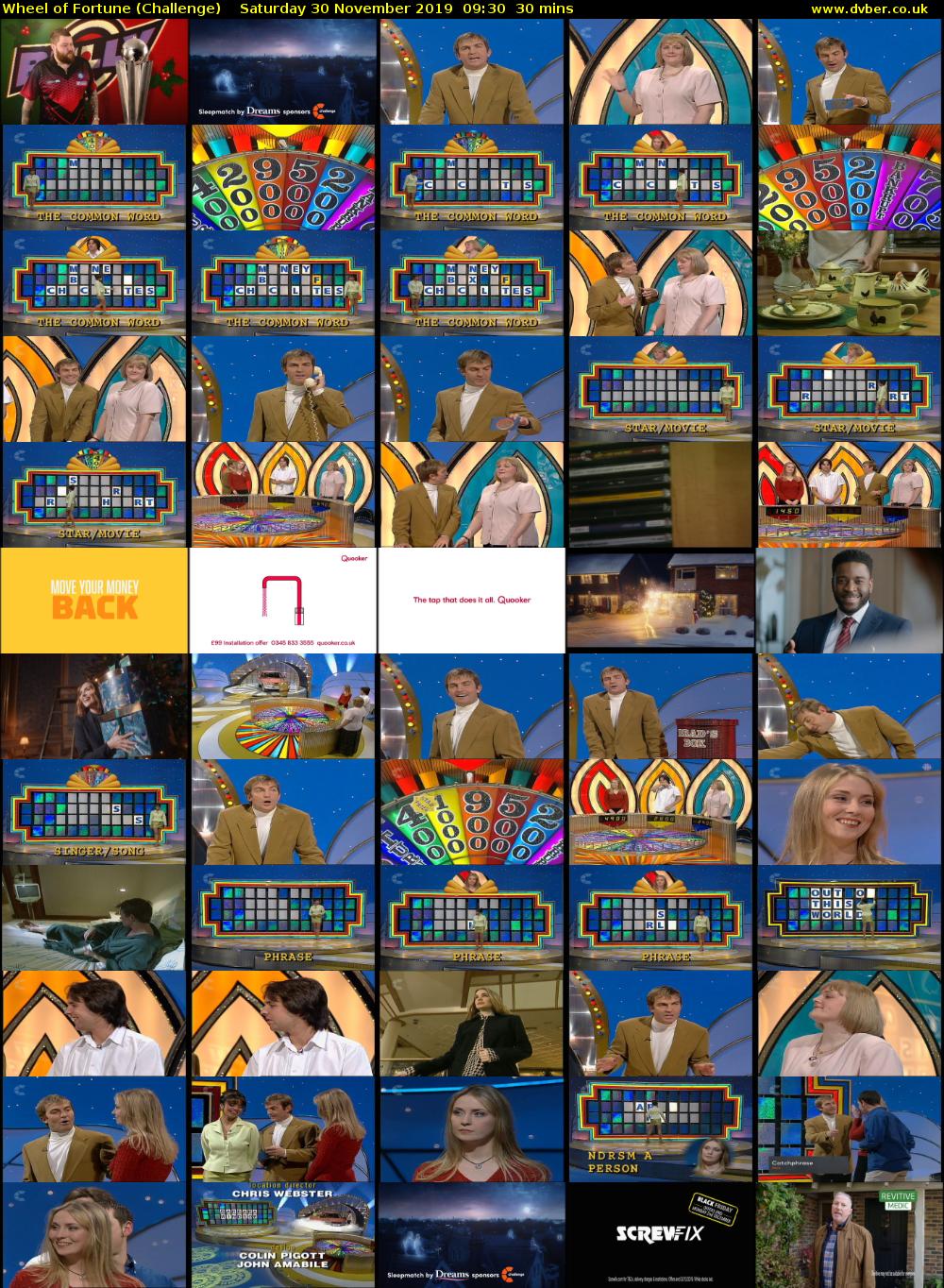 Wheel of Fortune (Challenge) Saturday 30 November 2019 09:30 - 10:00