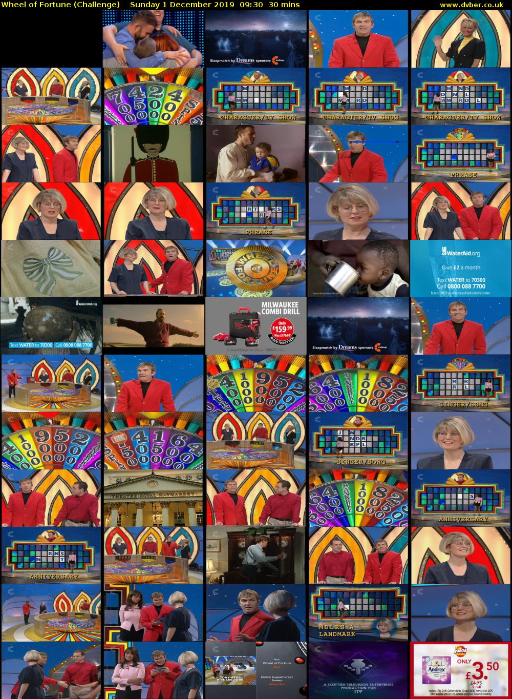 Wheel of Fortune (Challenge) Sunday 1 December 2019 09:30 - 10:00