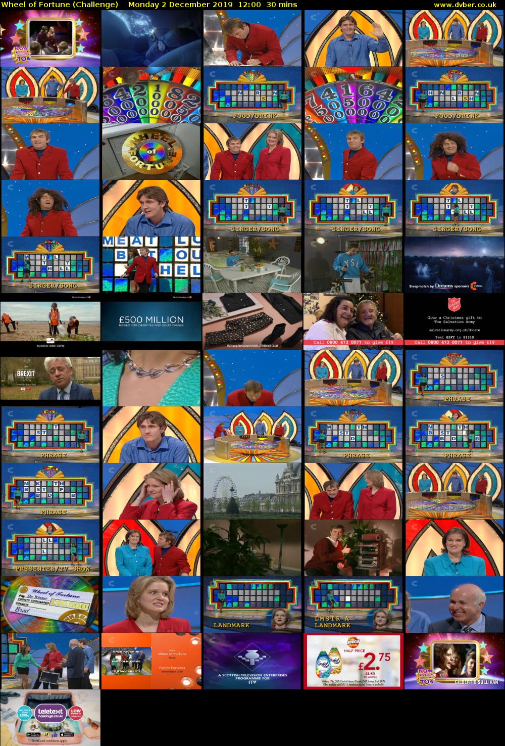 Wheel of Fortune (Challenge) Monday 2 December 2019 12:00 - 12:30