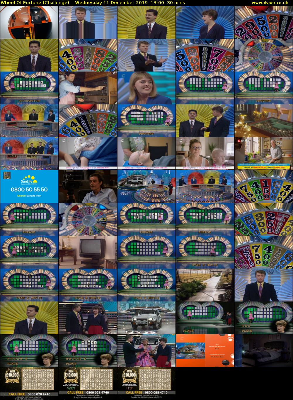 Wheel of Fortune (Challenge) Wednesday 11 December 2019 13:00 - 13:30