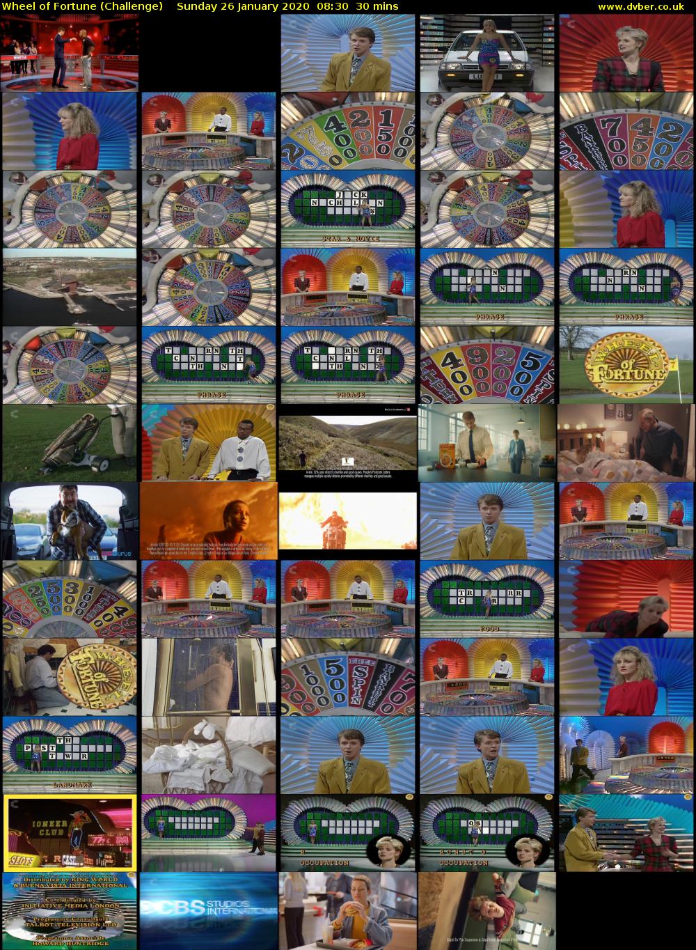 Wheel of Fortune (Challenge) Sunday 26 January 2020 08:30 - 09:00