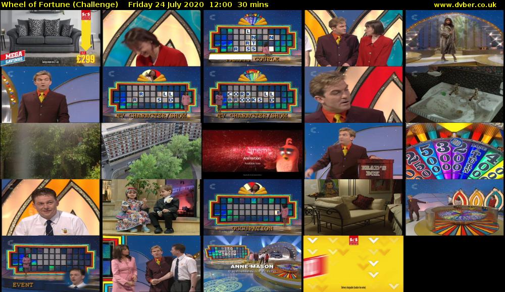 Wheel of Fortune (Challenge) Friday 24 July 2020 12:00 - 12:30