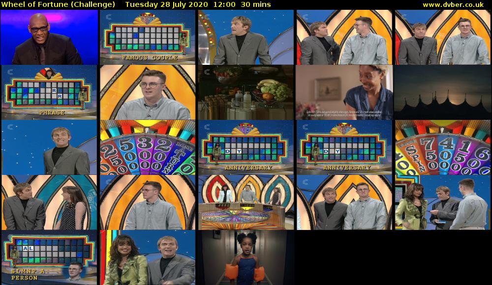 Wheel of Fortune (Challenge) Tuesday 28 July 2020 12:00 - 12:30