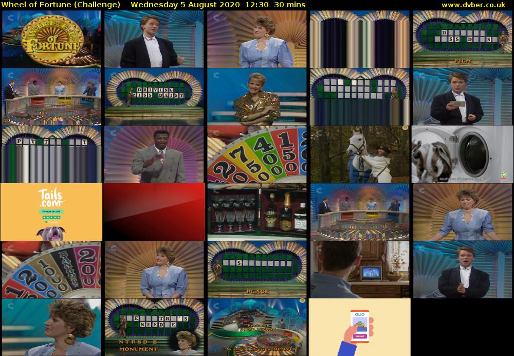 Wheel of Fortune (Challenge) Wednesday 5 August 2020 12:30 - 13:00