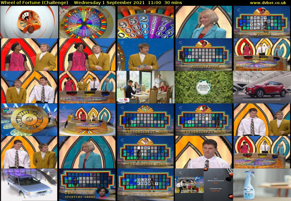 Wheel of Fortune (Challenge) Wednesday 1 September 2021 12:00 - 12:30