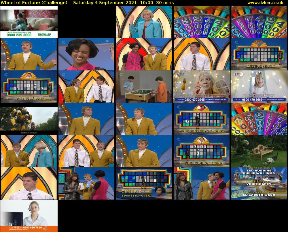 Wheel of Fortune (Challenge) Saturday 4 September 2021 11:00 - 11:30