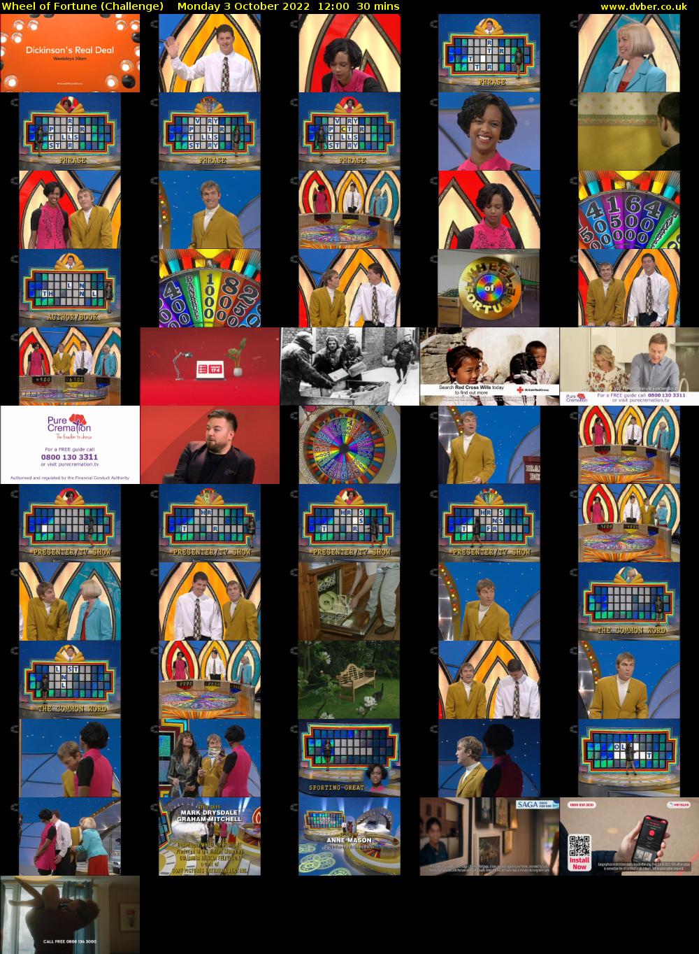 Wheel of Fortune (Challenge) Monday 3 October 2022 12:00 - 12:30