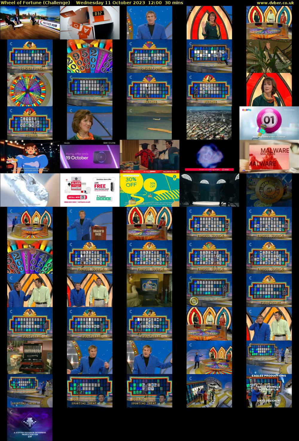 Wheel of Fortune (Challenge) Wednesday 11 October 2023 12:00 - 12:30