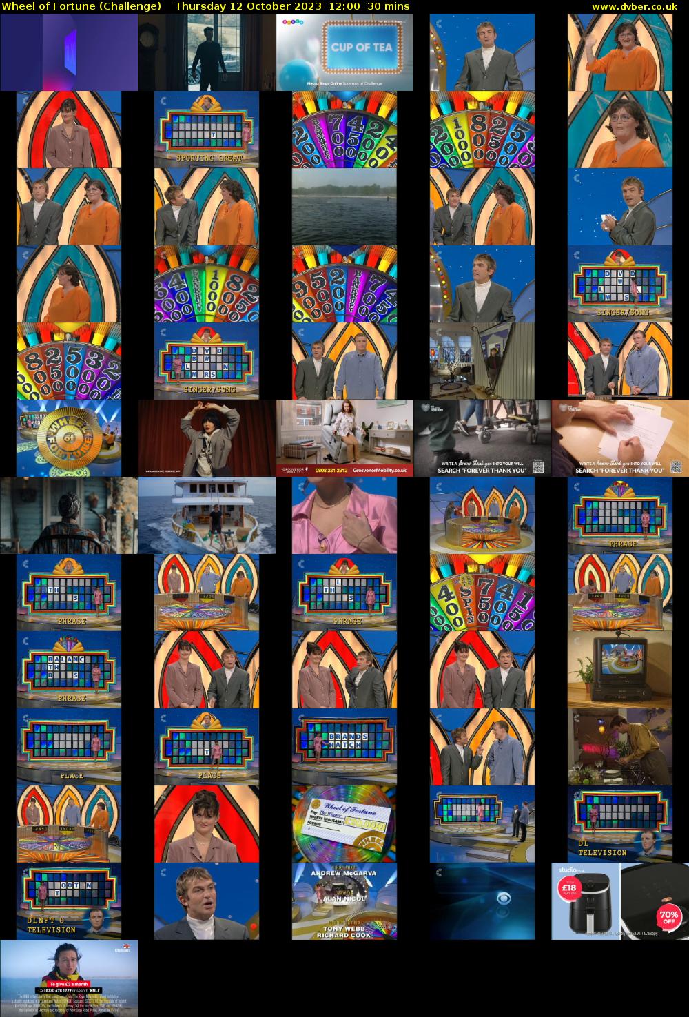 Wheel of Fortune (Challenge) Thursday 12 October 2023 12:00 - 12:30