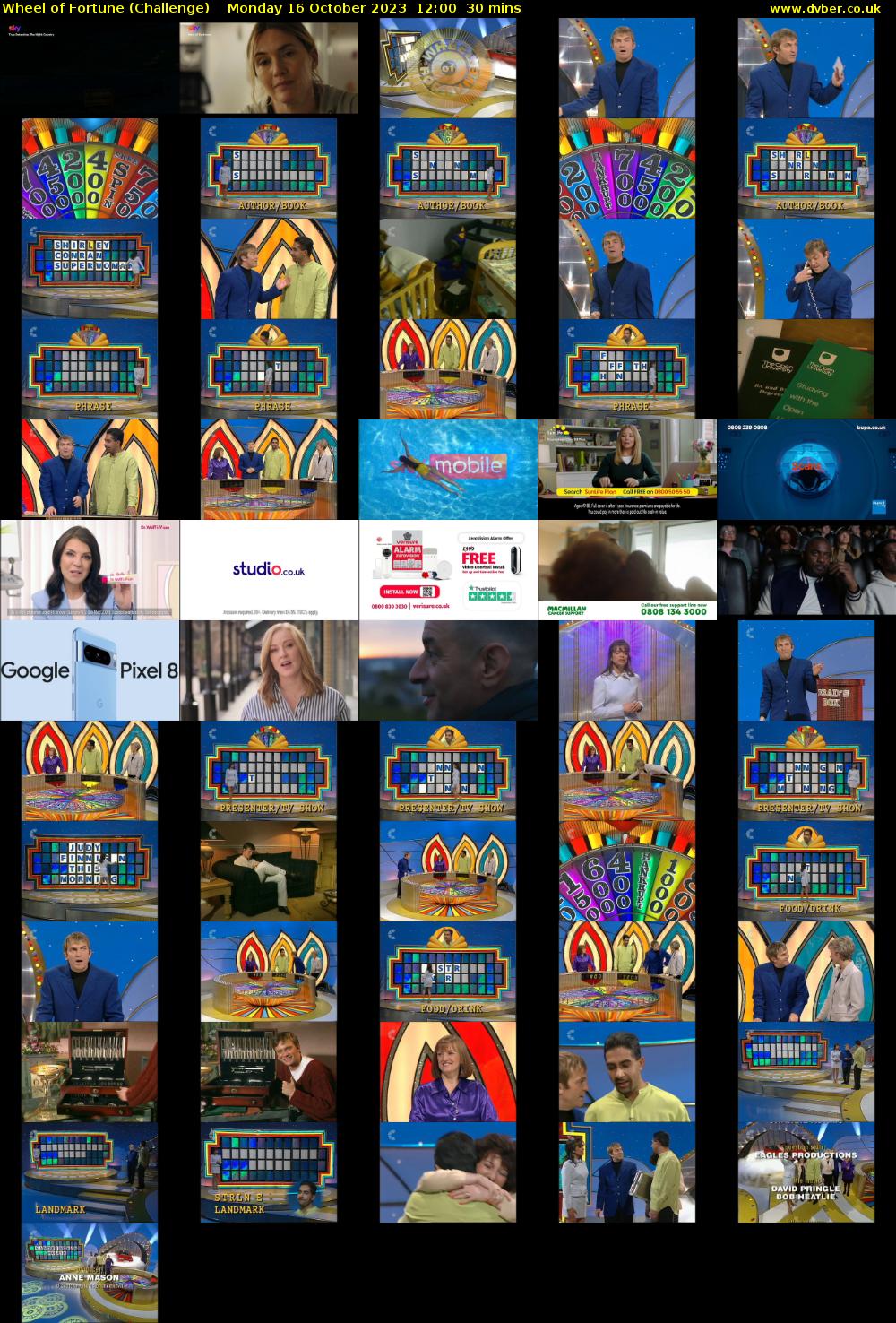Wheel of Fortune (Challenge) Monday 16 October 2023 12:00 - 12:30