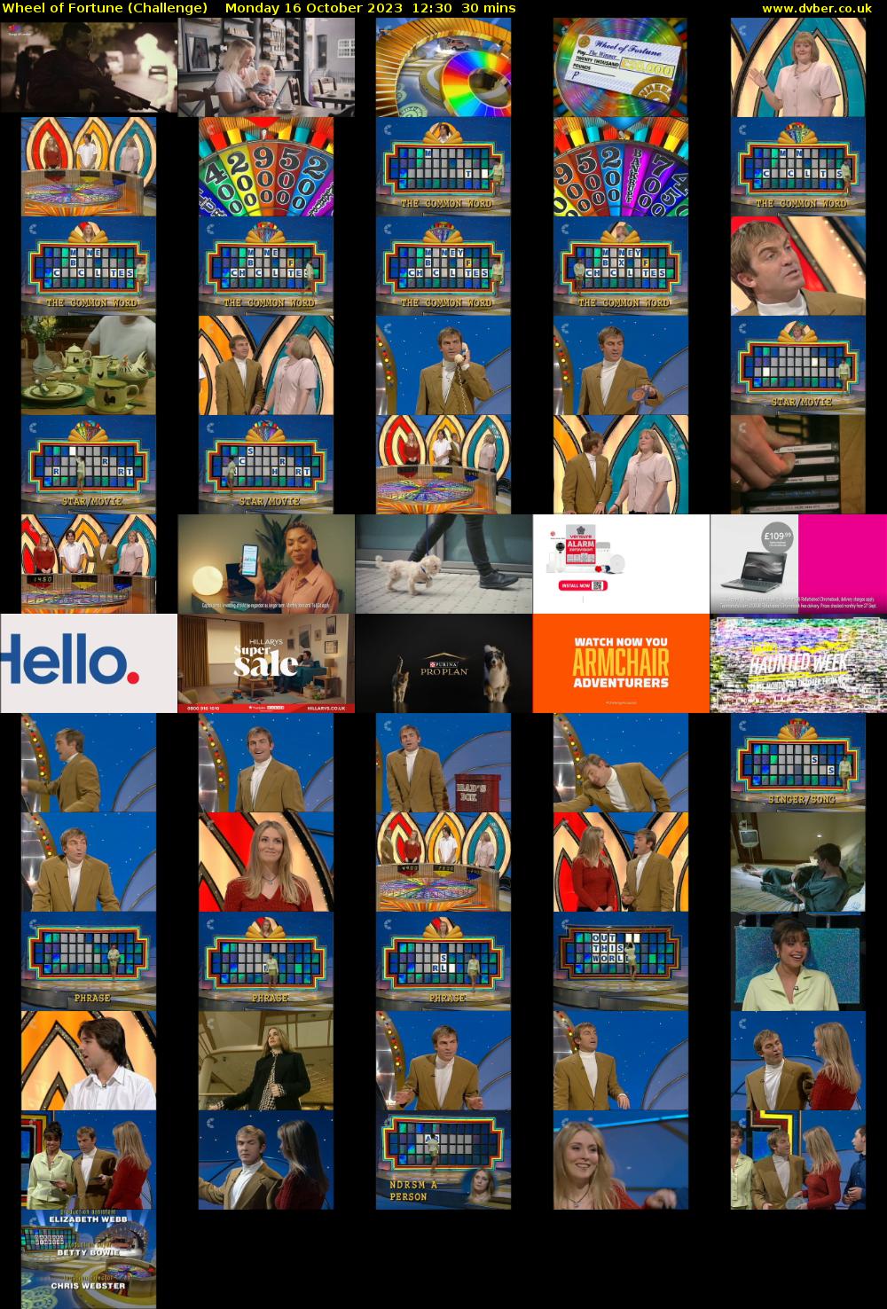 Wheel of Fortune (Challenge) Monday 16 October 2023 12:30 - 13:00