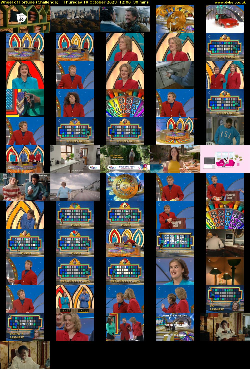 Wheel of Fortune (Challenge) Thursday 19 October 2023 12:00 - 12:30