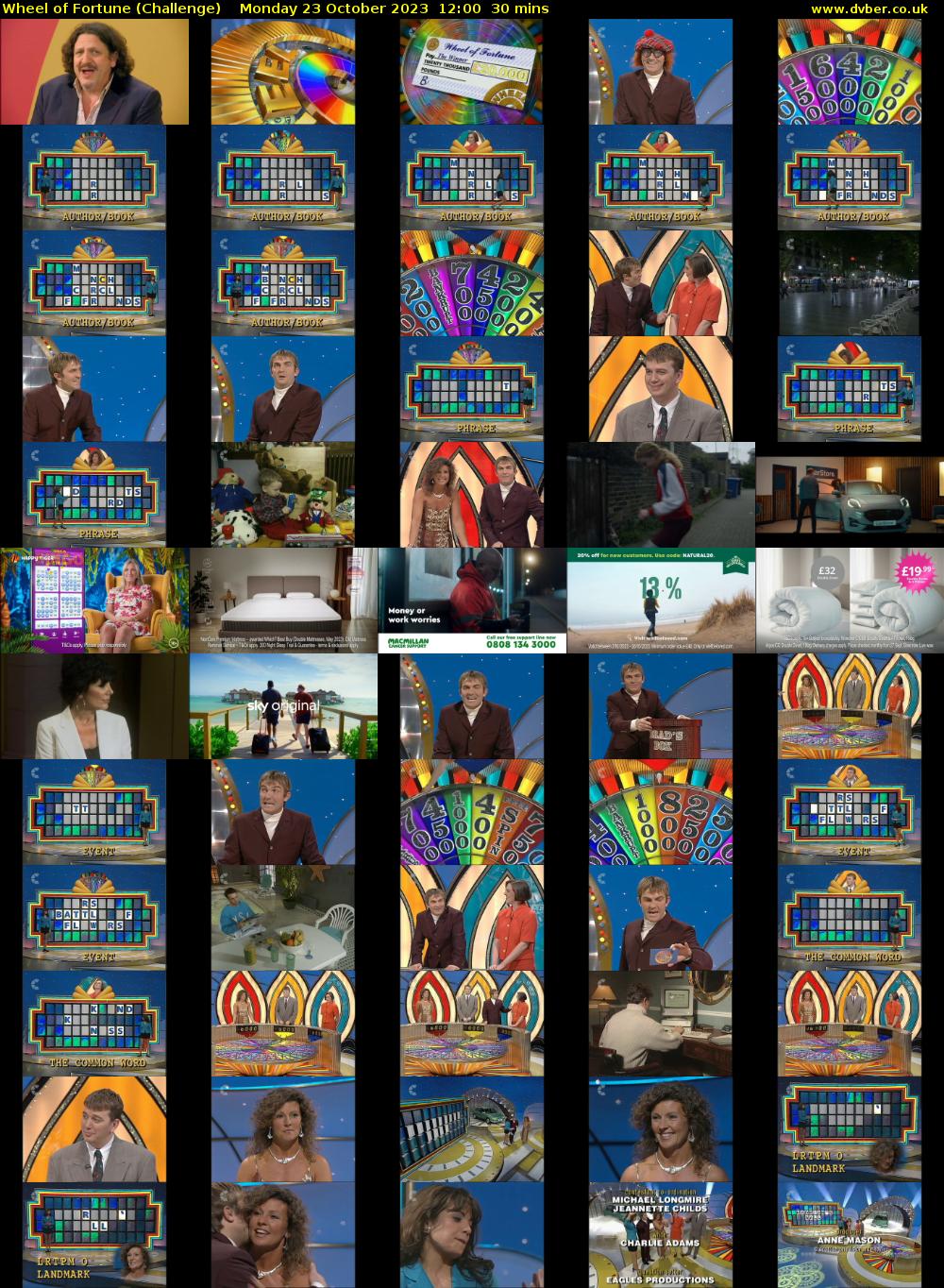 Wheel of Fortune (Challenge) Monday 23 October 2023 12:00 - 12:30