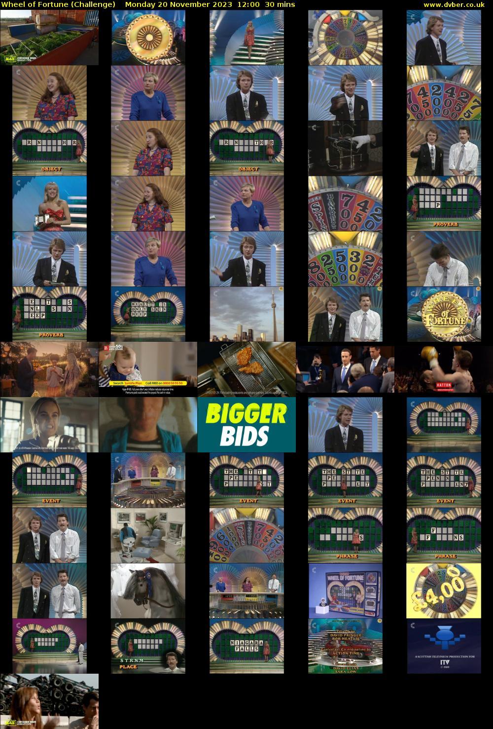 Wheel of Fortune (Challenge) Monday 20 November 2023 12:00 - 12:30