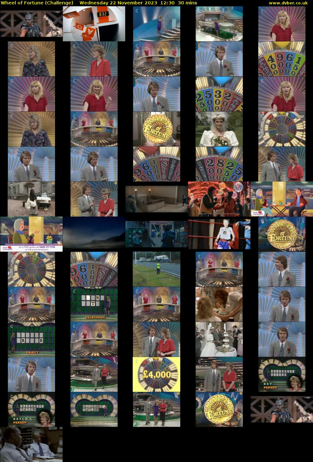 Wheel of Fortune (Challenge) Wednesday 22 November 2023 12:30 - 13:00