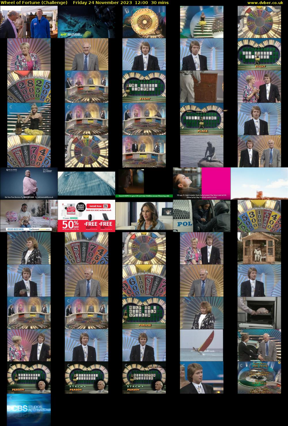 Wheel of Fortune (Challenge) Friday 24 November 2023 12:00 - 12:30