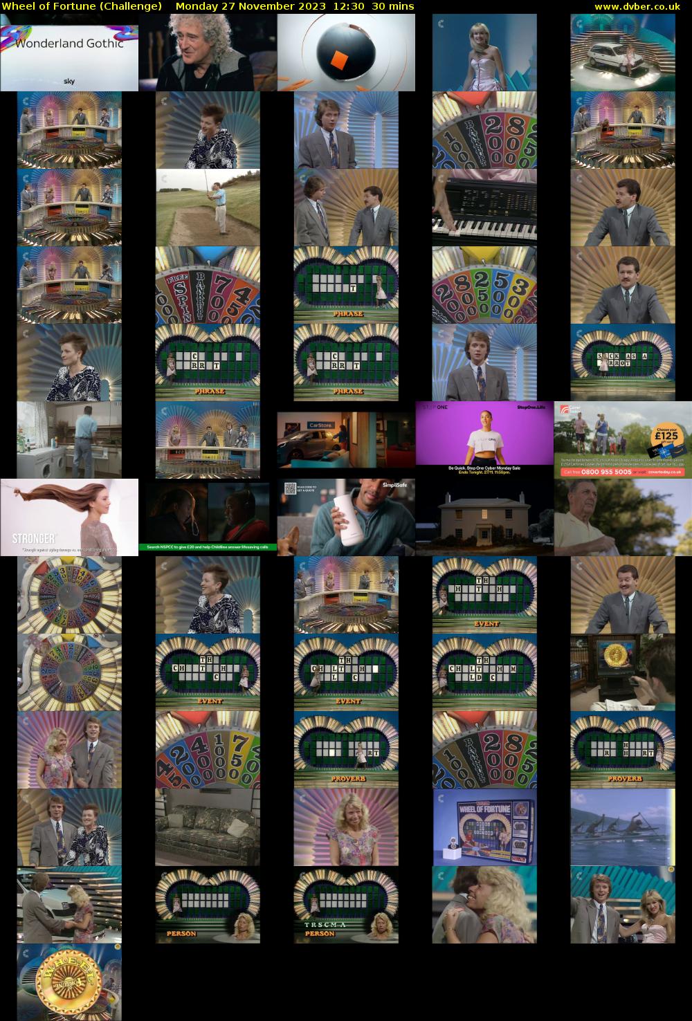 Wheel of Fortune (Challenge) Monday 27 November 2023 12:30 - 13:00
