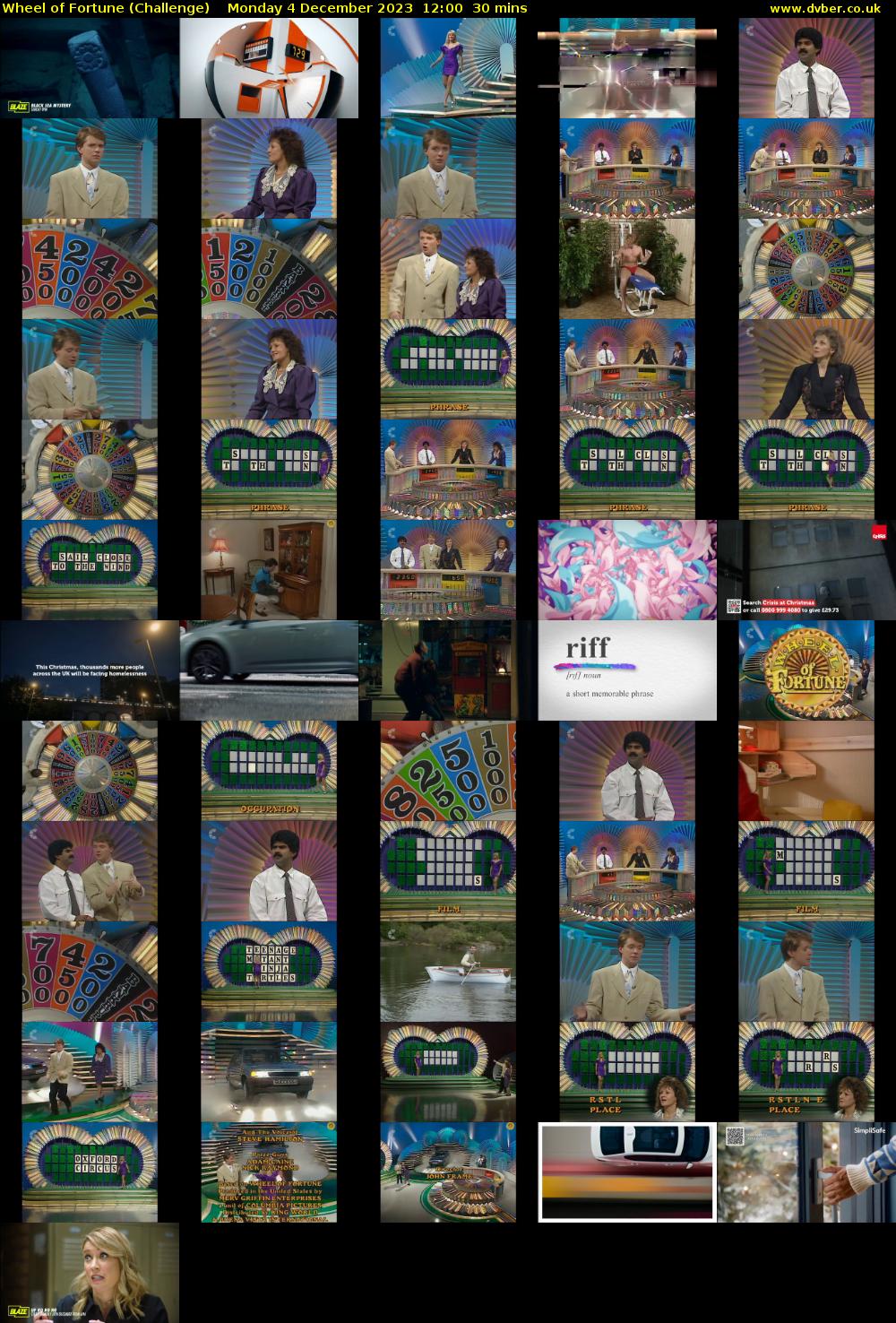 Wheel of Fortune (Challenge) Monday 4 December 2023 12:00 - 12:30