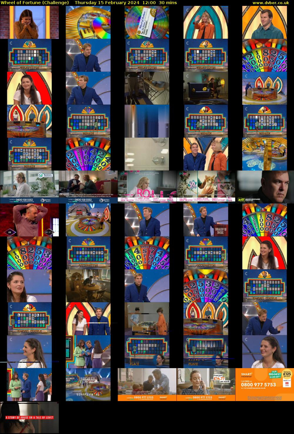 Wheel of Fortune (Challenge) Thursday 15 February 2024 12:00 - 12:30