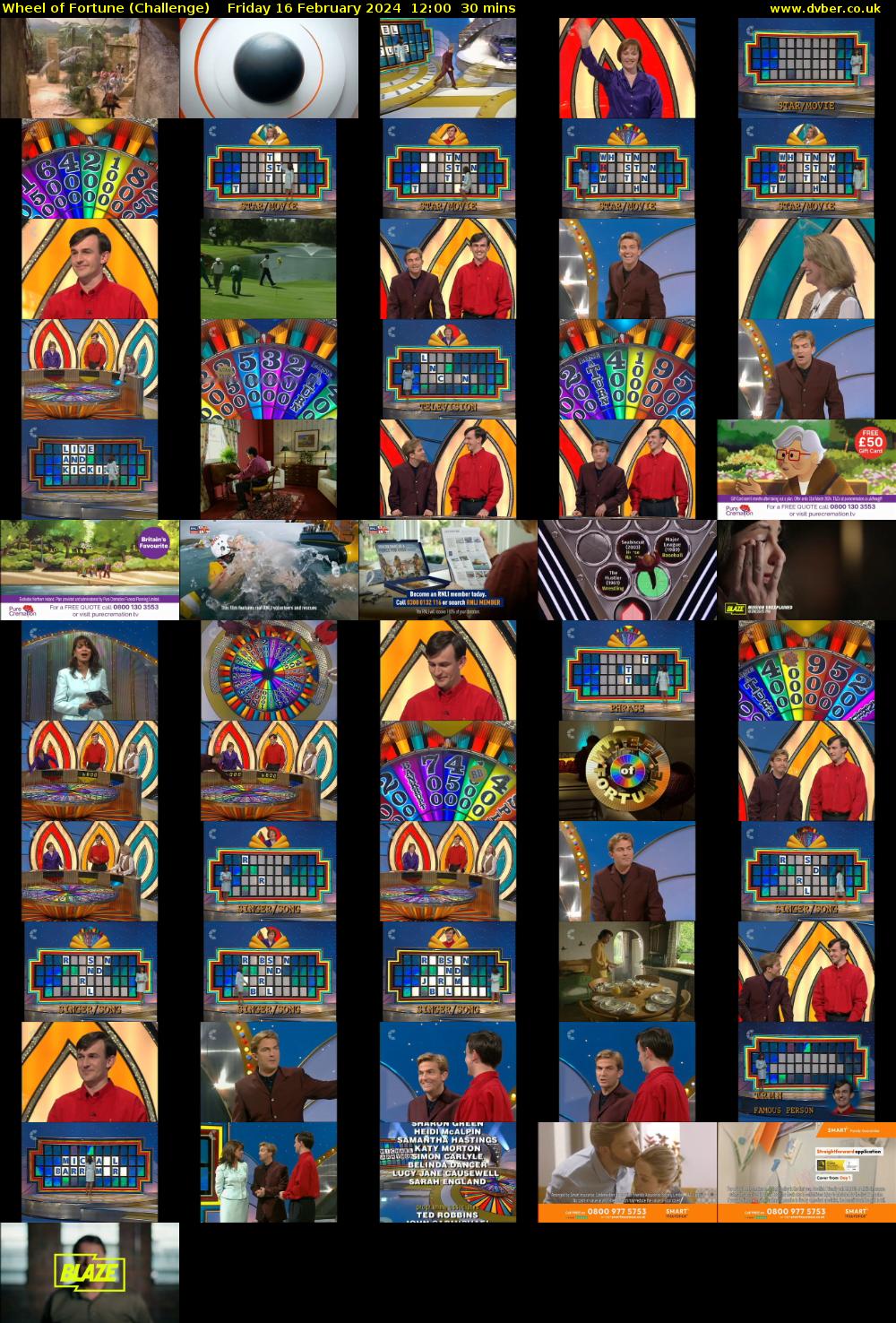 Wheel of Fortune (Challenge) Friday 16 February 2024 12:00 - 12:30