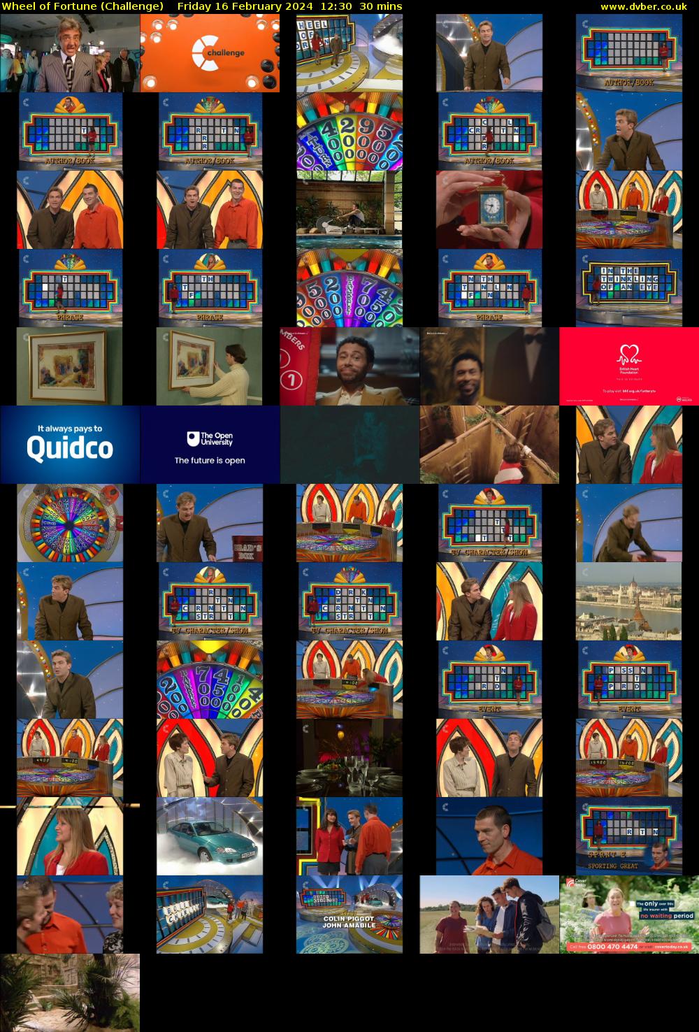 Wheel of Fortune (Challenge) Friday 16 February 2024 12:30 - 13:00