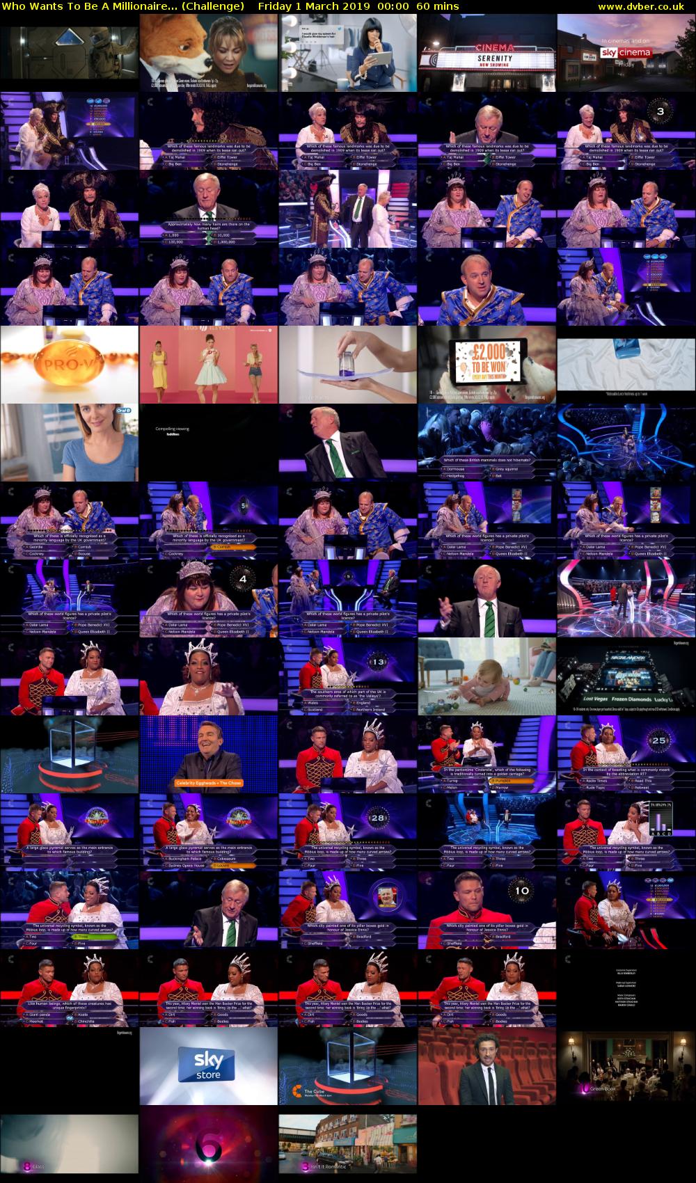 Who Wants To Be A Millionaire... (Challenge) Friday 1 March 2019 00:00 - 01:00
