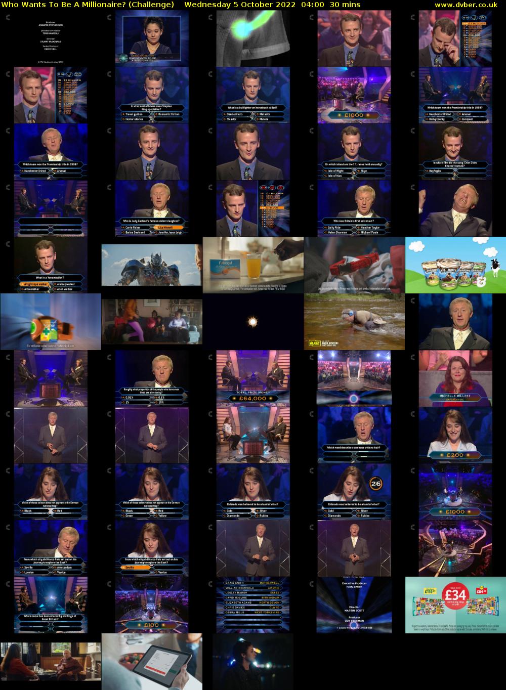 Who Wants To Be A Millionaire? (Challenge) Wednesday 5 October 2022 04:00 - 04:30