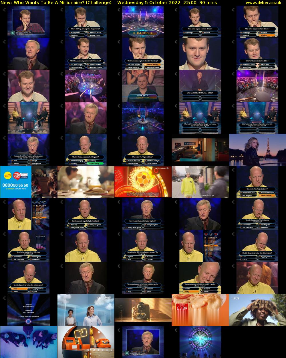 Who Wants To Be A Millionaire? (Challenge) Wednesday 5 October 2022 22:00 - 22:30