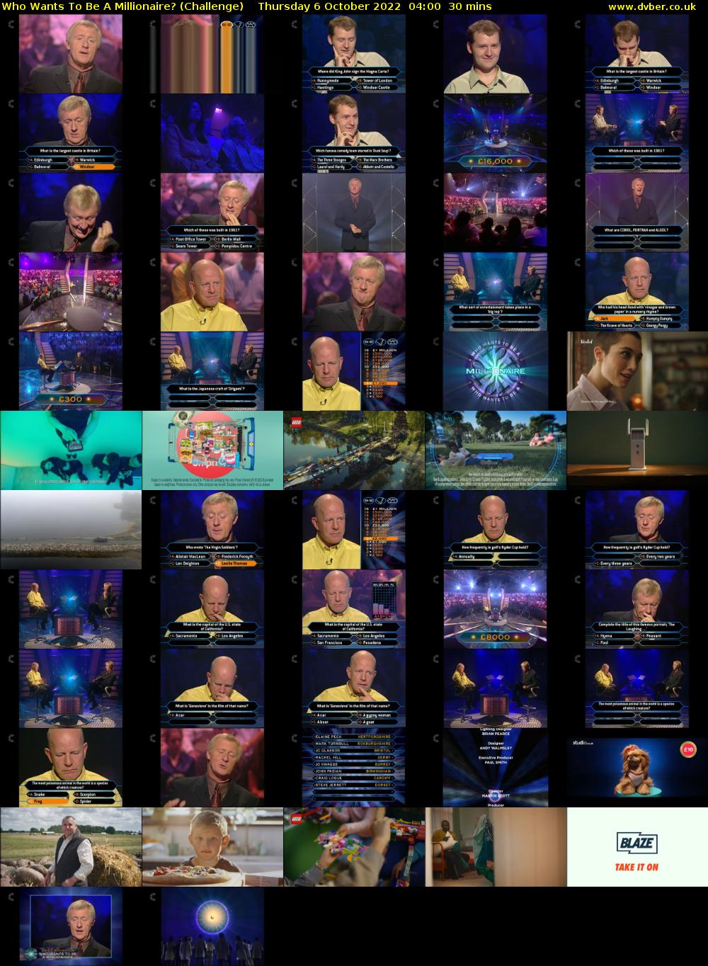 Who Wants To Be A Millionaire? (Challenge) Thursday 6 October 2022 04:00 - 04:30