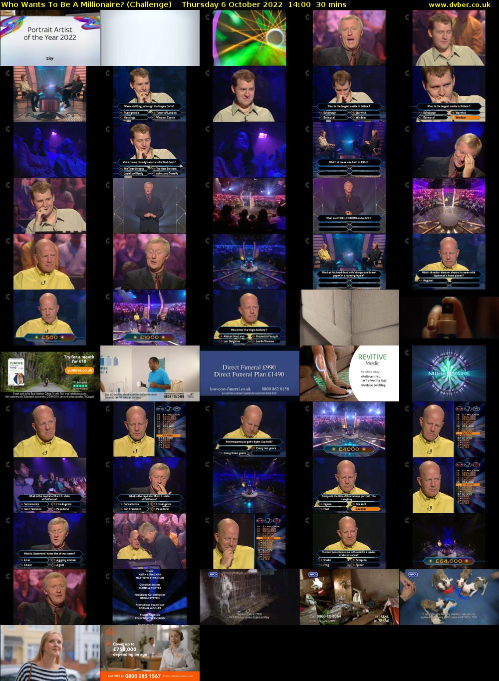 Who Wants To Be A Millionaire? (Challenge) Thursday 6 October 2022 14:00 - 14:30