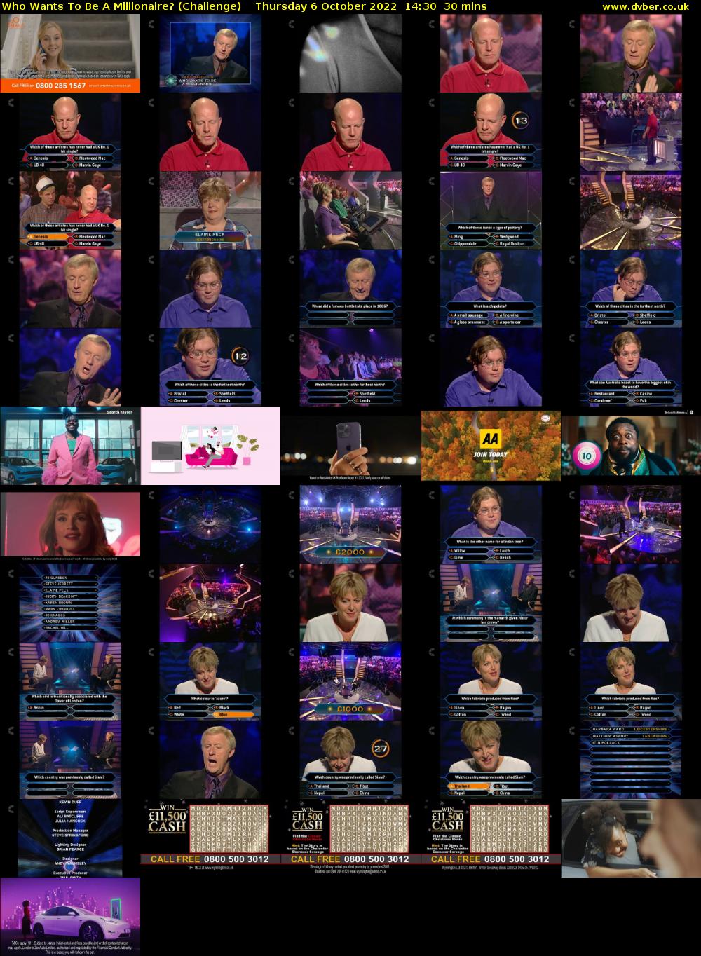 Who Wants To Be A Millionaire? (Challenge) Thursday 6 October 2022 14:30 - 15:00
