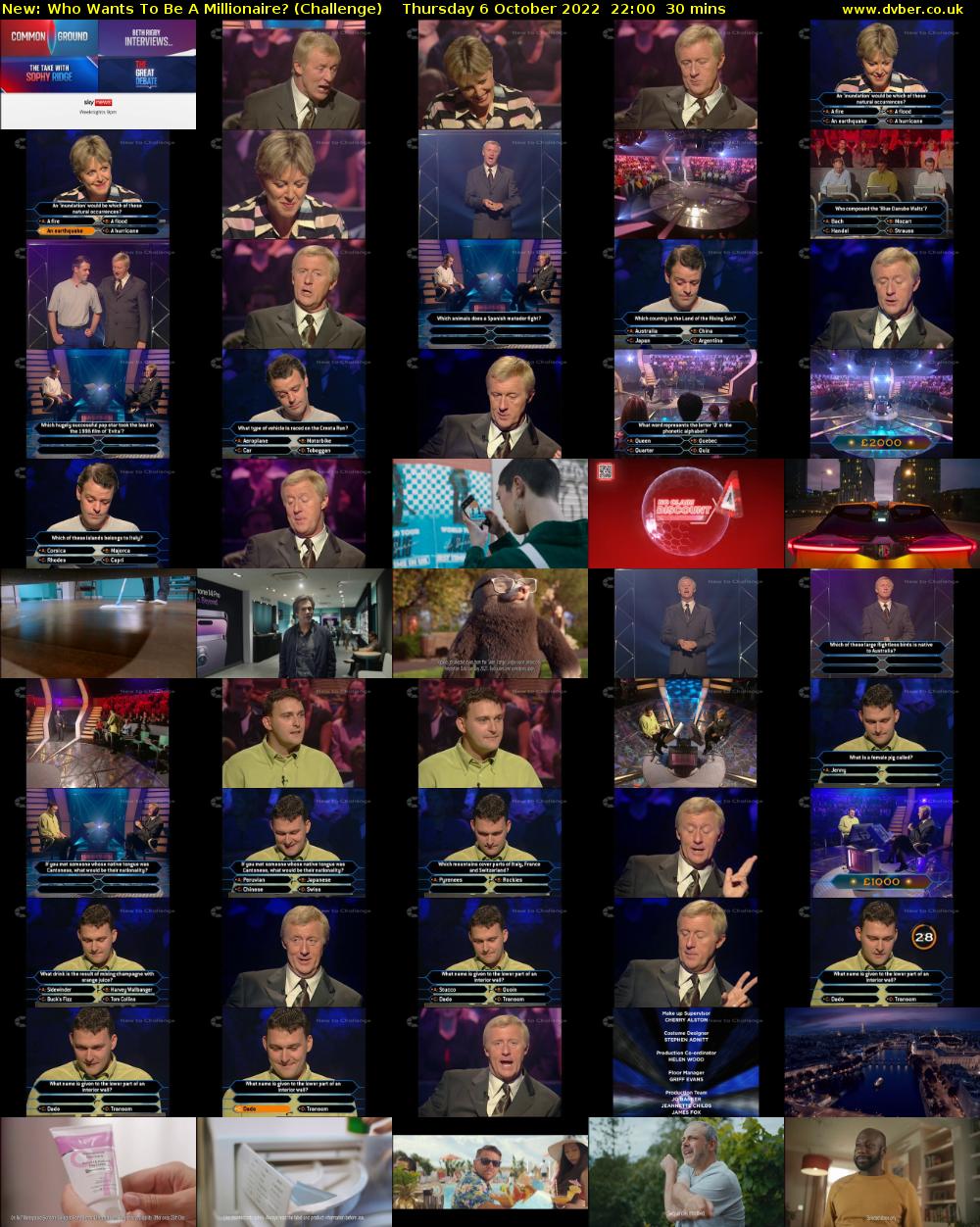 Who Wants To Be A Millionaire? (Challenge) Thursday 6 October 2022 22:00 - 22:30