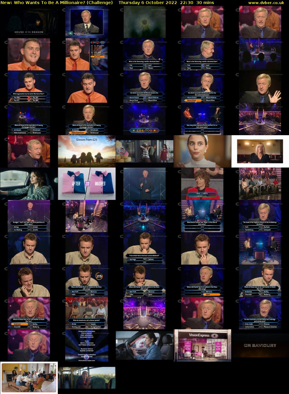 Who Wants To Be A Millionaire? (Challenge) Thursday 6 October 2022 22:30 - 23:00