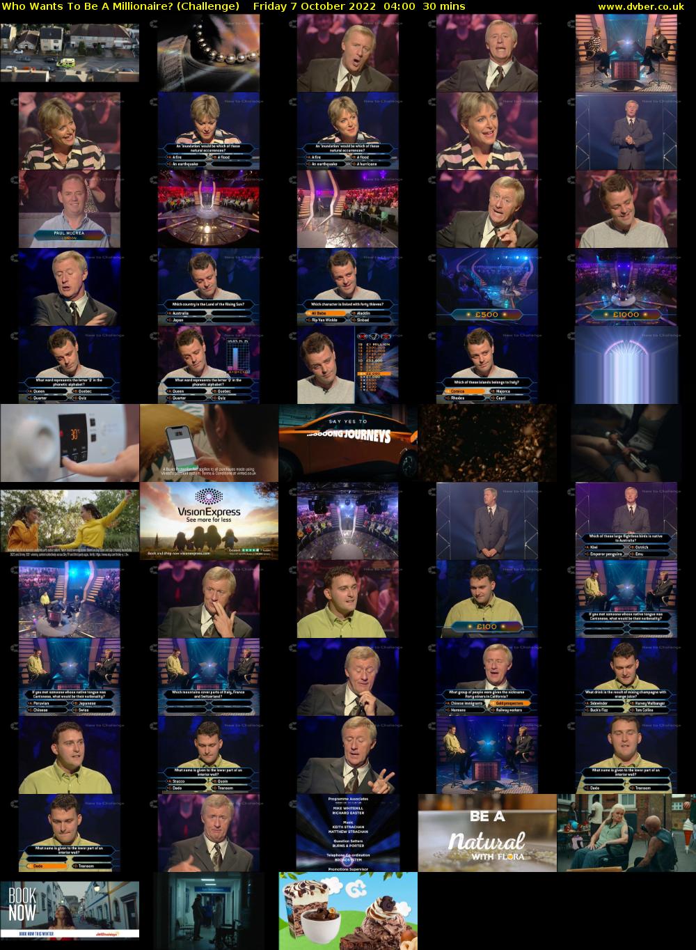Who Wants To Be A Millionaire? (Challenge) Friday 7 October 2022 04:00 - 04:30