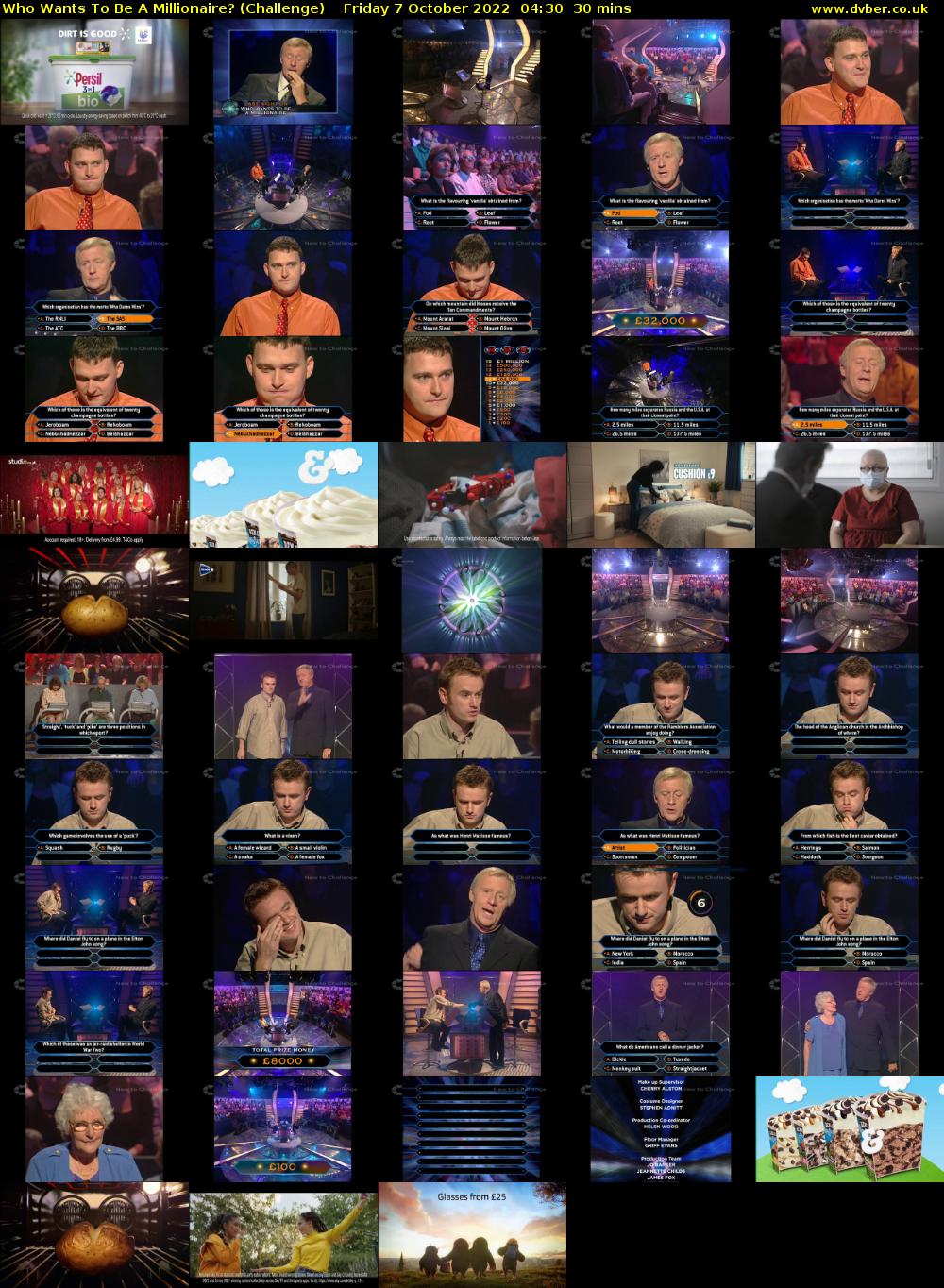 Who Wants To Be A Millionaire? (Challenge) Friday 7 October 2022 04:30 - 05:00