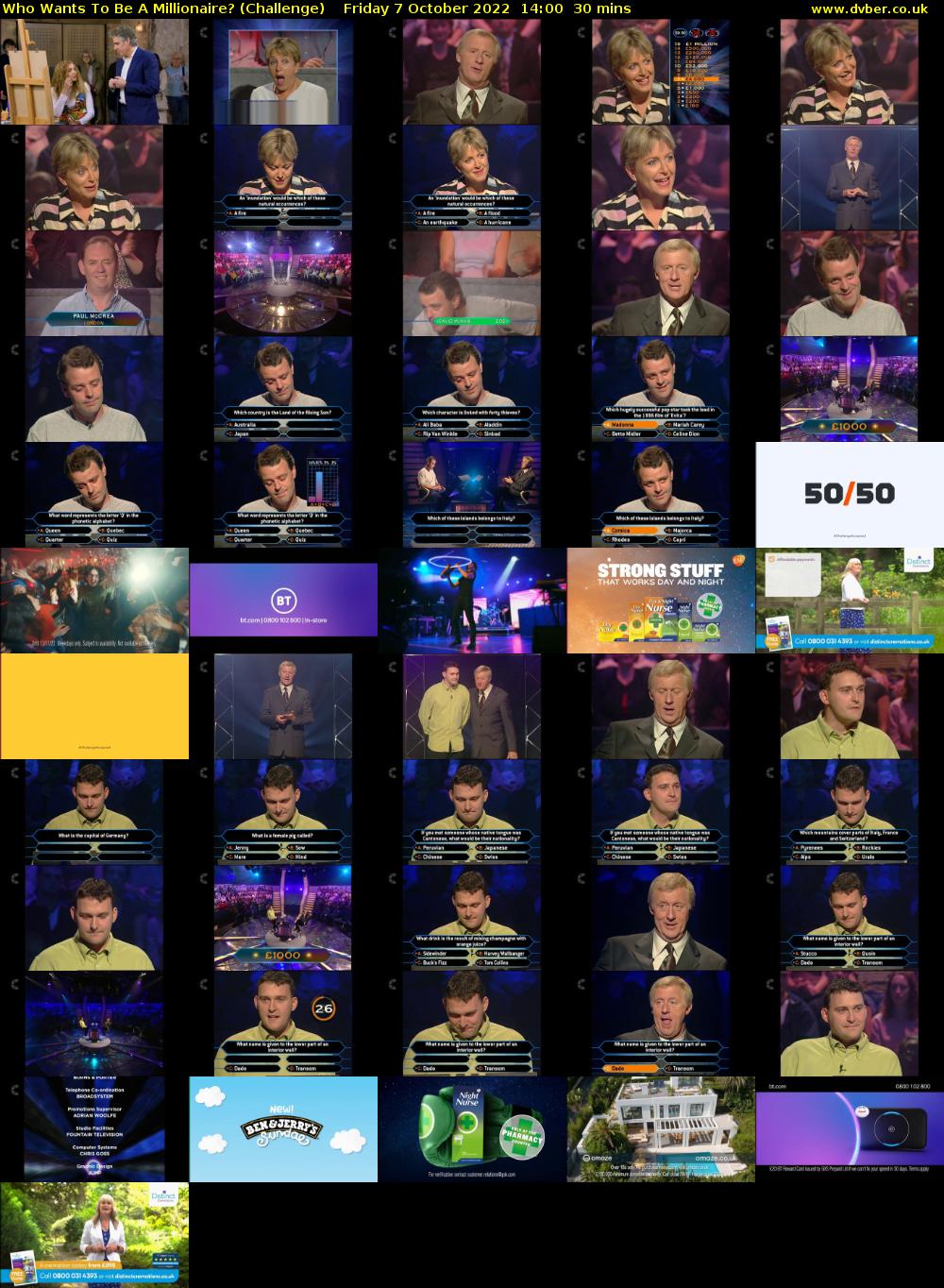 Who Wants To Be A Millionaire? (Challenge) Friday 7 October 2022 14:00 - 14:30