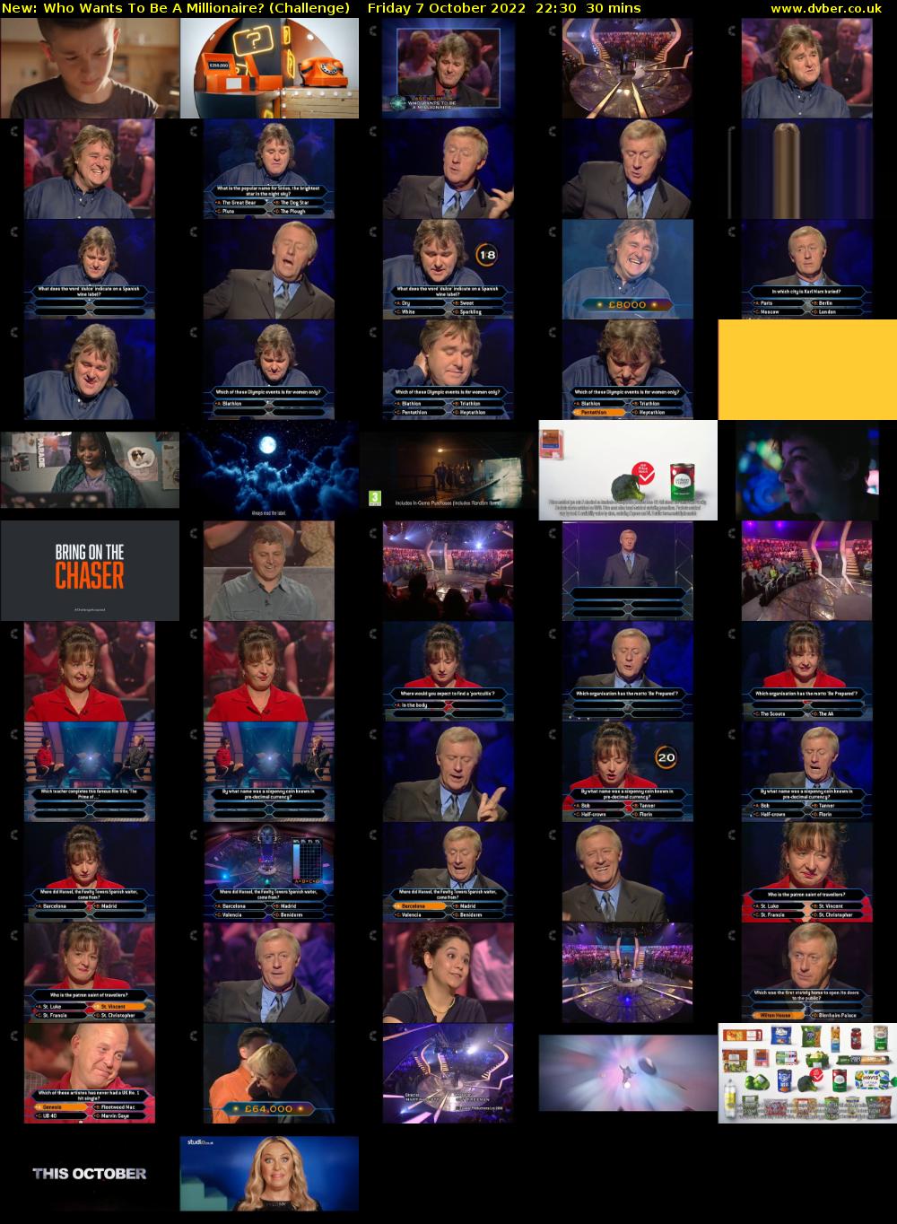 Who Wants To Be A Millionaire? (Challenge) Friday 7 October 2022 22:30 - 23:00