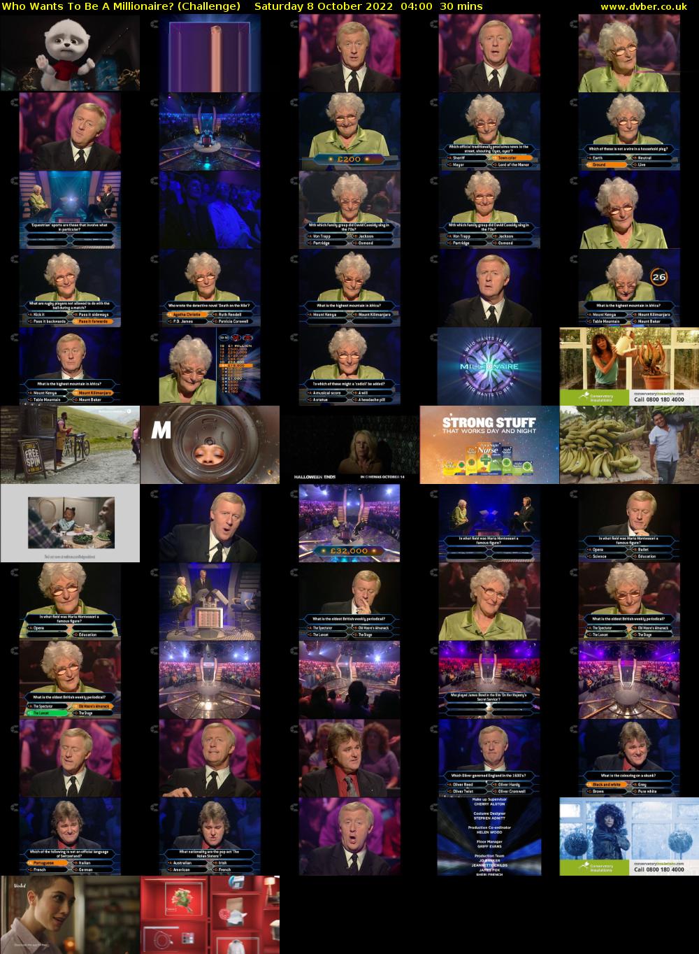 Who Wants To Be A Millionaire? (Challenge) Saturday 8 October 2022 04:00 - 04:30
