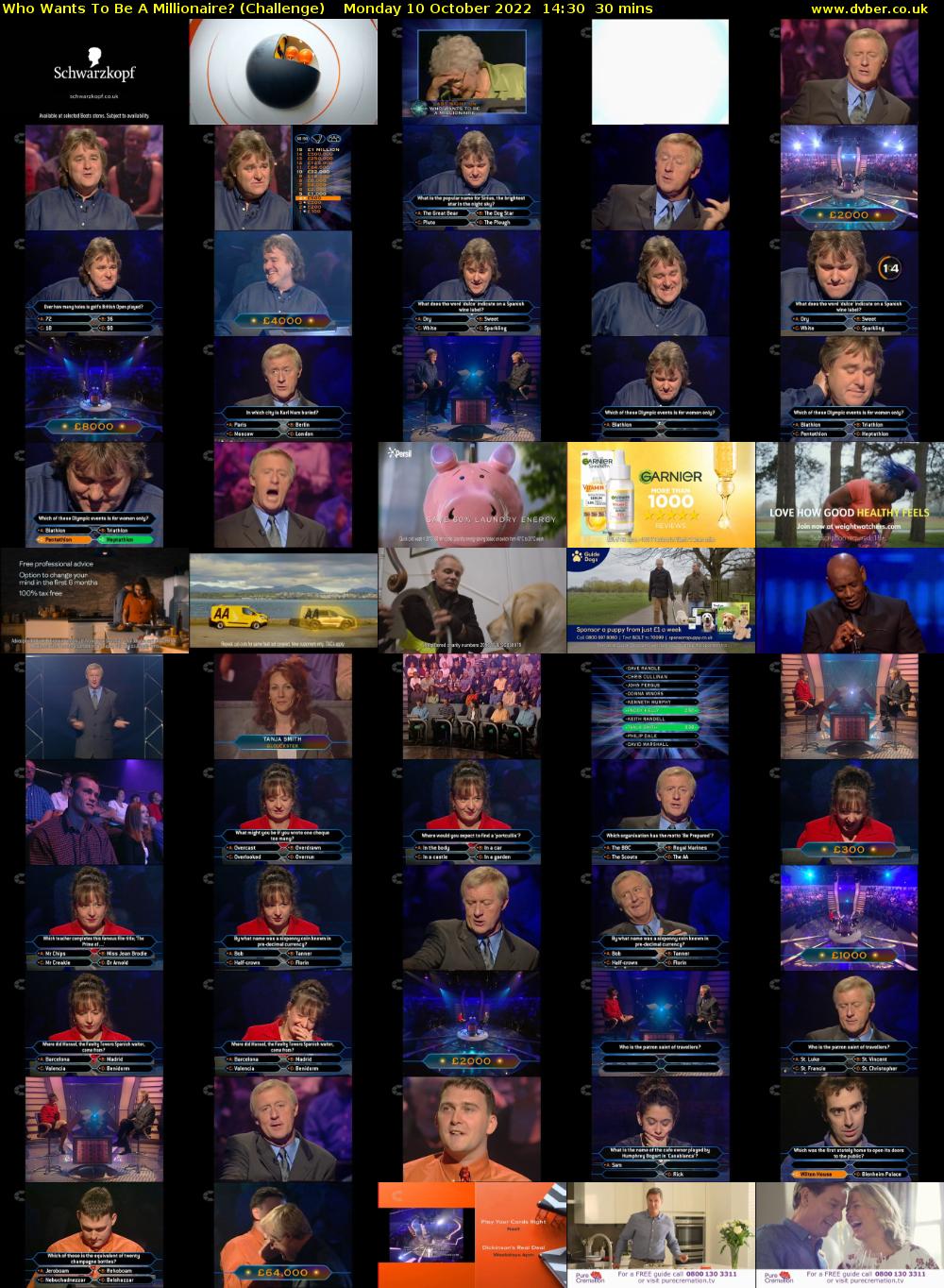 Who Wants To Be A Millionaire? (Challenge) Monday 10 October 2022 14:30 - 15:00