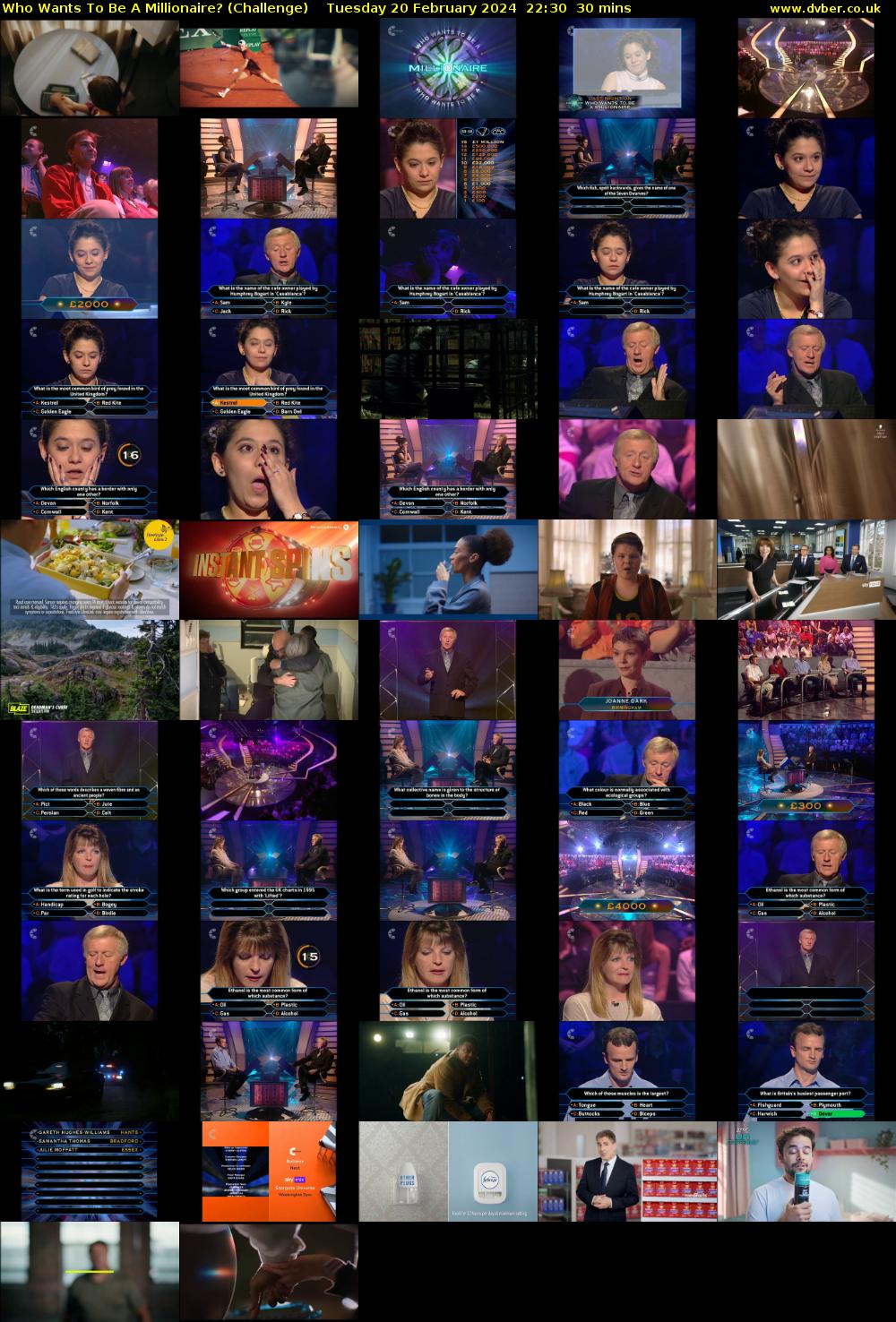 Who Wants To Be A Millionaire? (Challenge) Tuesday 20 February 2024 22:30 - 23:00