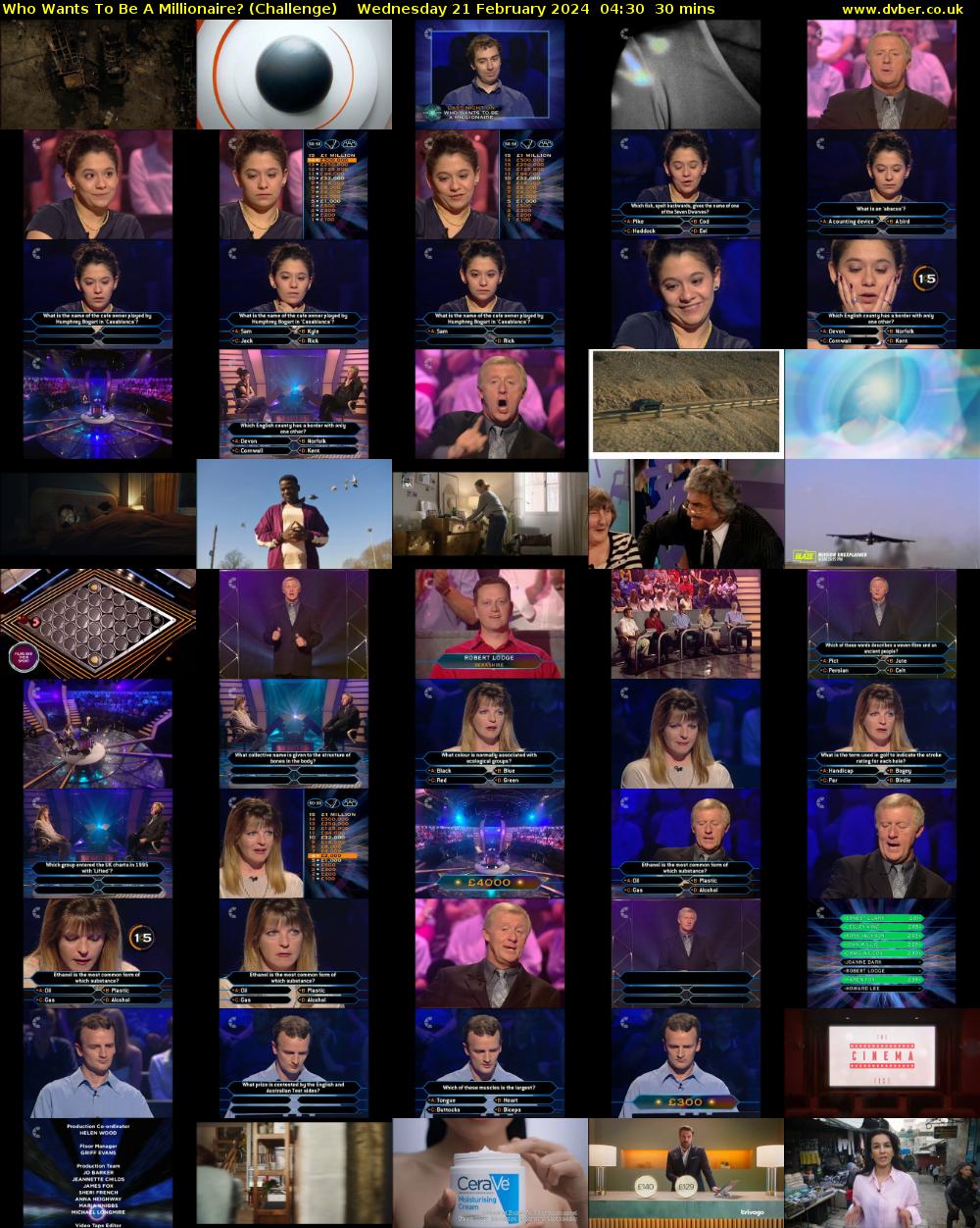Who Wants To Be A Millionaire? (Challenge) Wednesday 21 February 2024 04:30 - 05:00