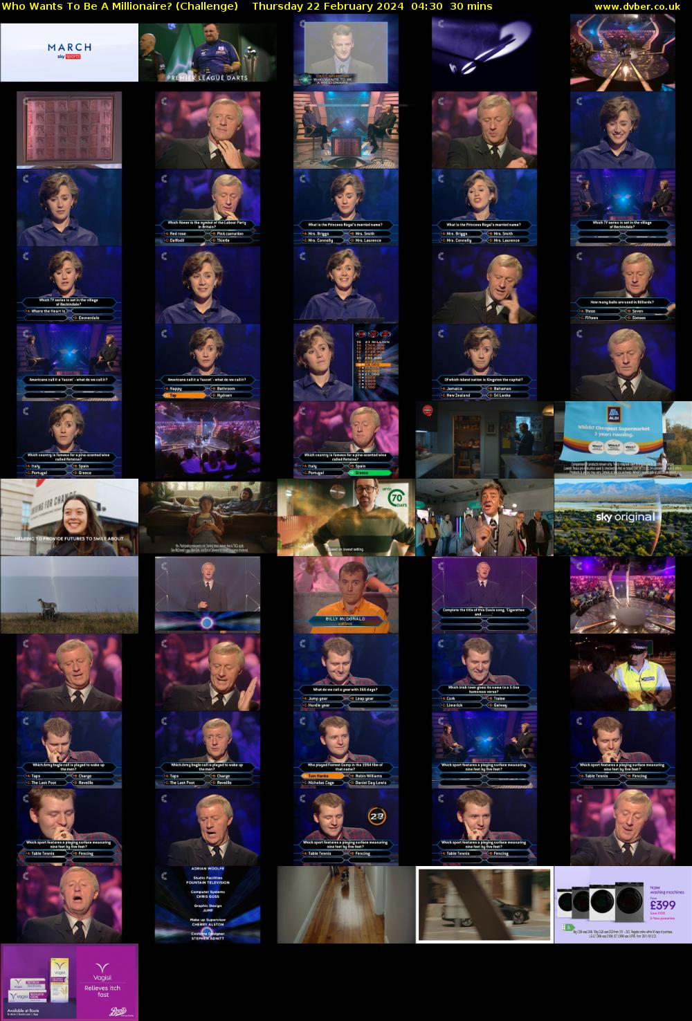 Who Wants To Be A Millionaire? (Challenge) Thursday 22 February 2024 04:30 - 05:00