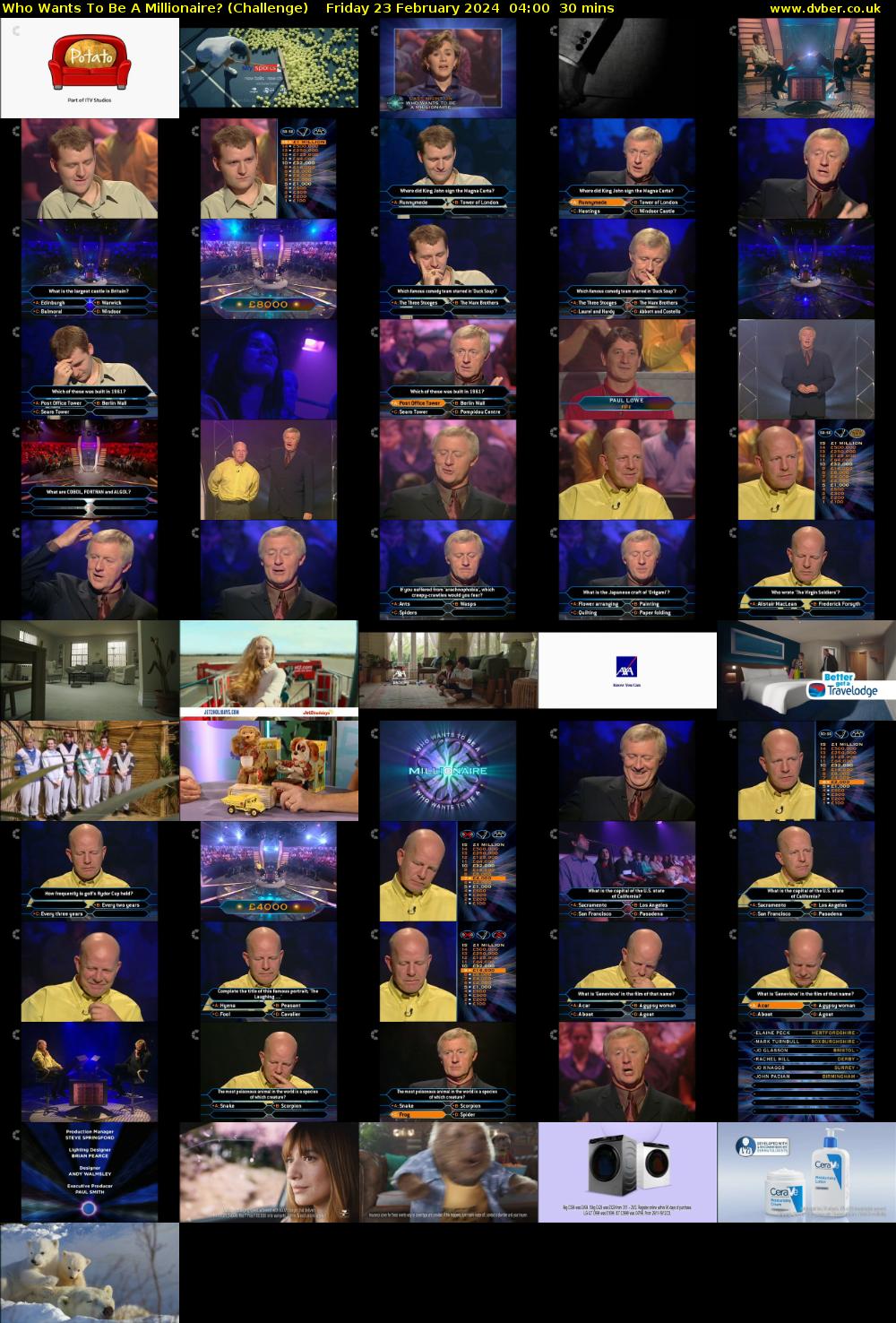 Who Wants To Be A Millionaire? (Challenge) Friday 23 February 2024 04:00 - 04:30