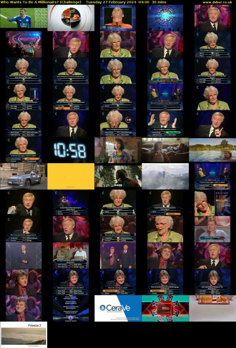 Who Wants To Be A Millionaire? (Challenge) Tuesday 27 February 2024 04:00 - 04:30