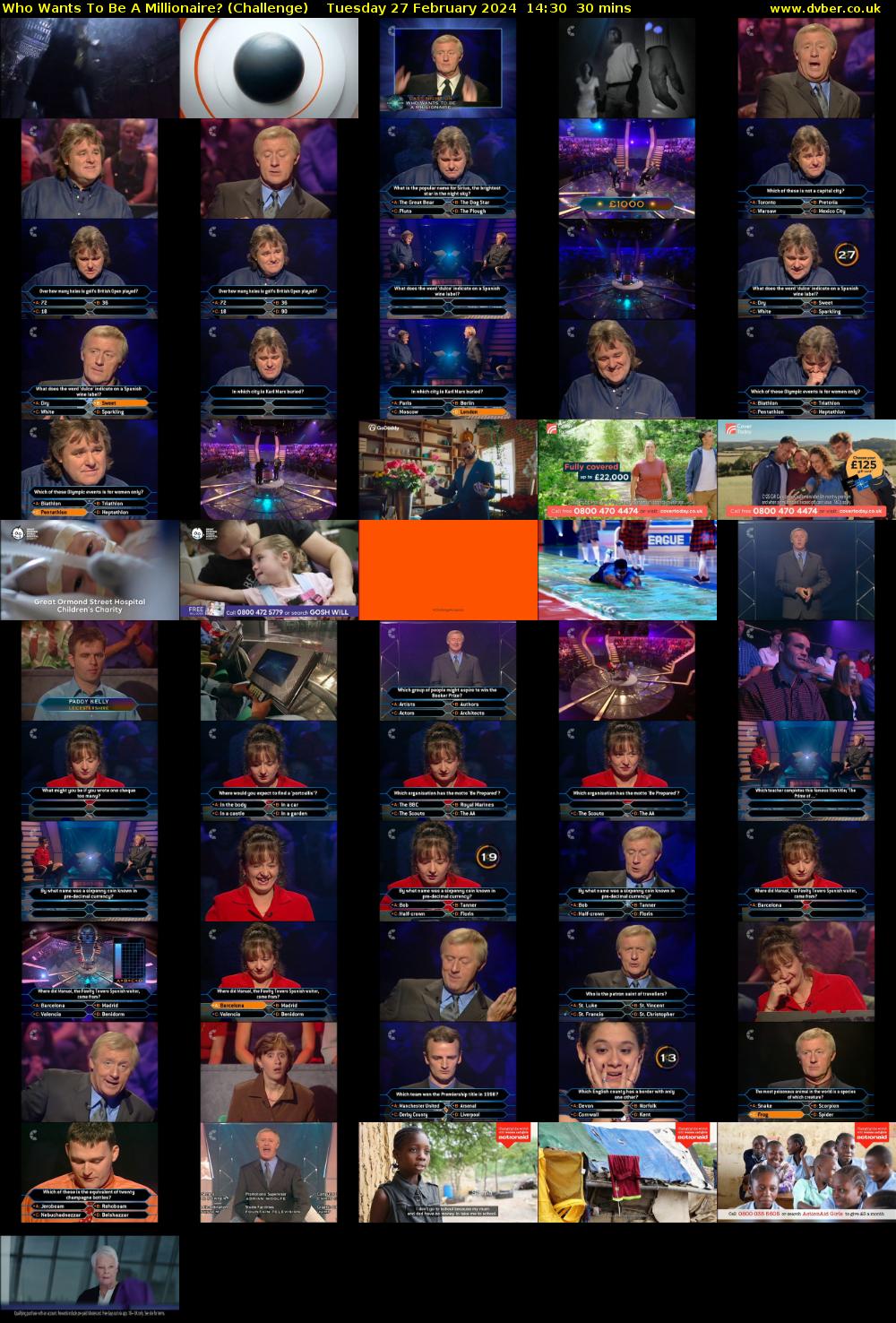 Who Wants To Be A Millionaire? (Challenge) Tuesday 27 February 2024 14:30 - 15:00