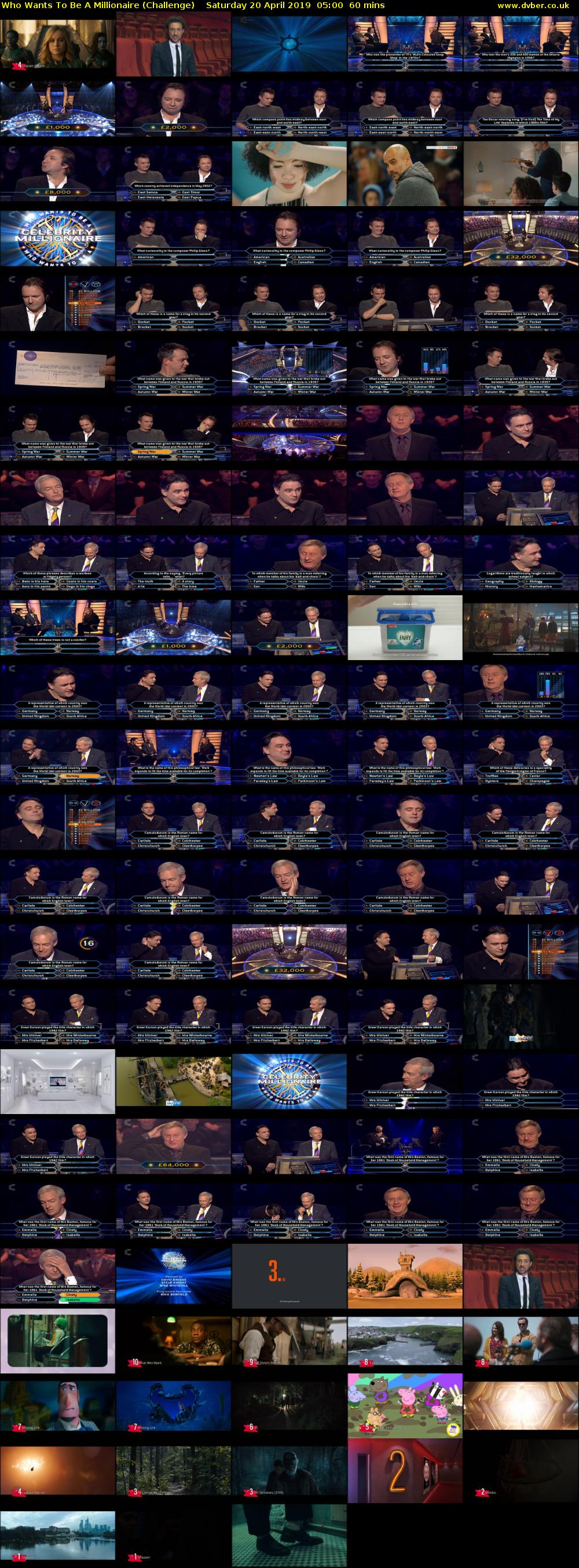 Who Wants To Be A Millionaire (Challenge) Saturday 20 April 2019 05:00 - 06:00