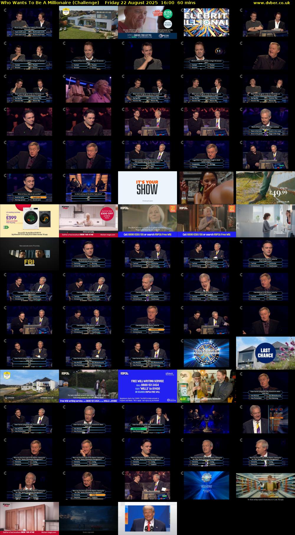 Who Wants To Be A Millionaire (Challenge) Friday 22 August 2025 16:00 - 17:00