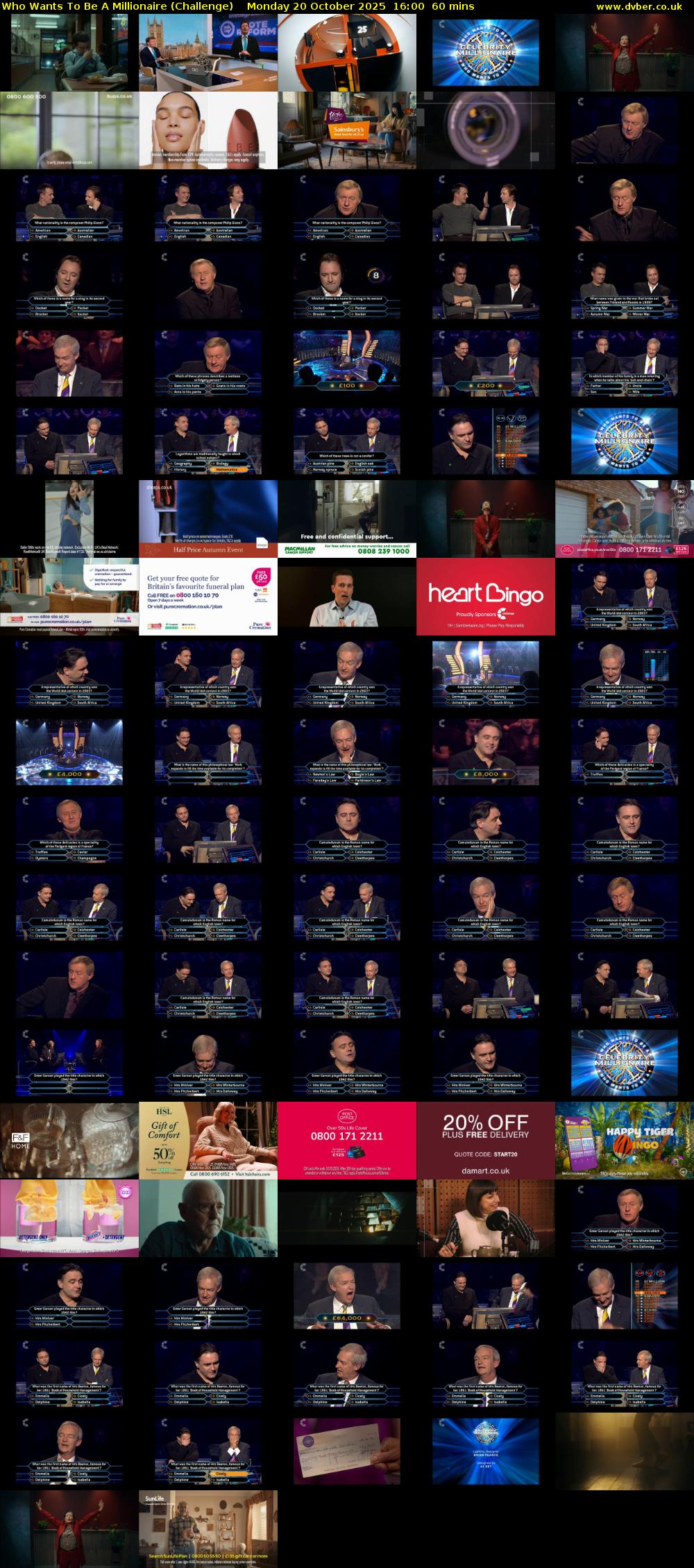 Who Wants To Be A Millionaire (Challenge) Monday 20 October 2025 16:00 - 17:00